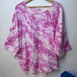 Yolly Italy 100% Cotton Womens Gauzy Oversize Top One Size Beachy Summer Cottage